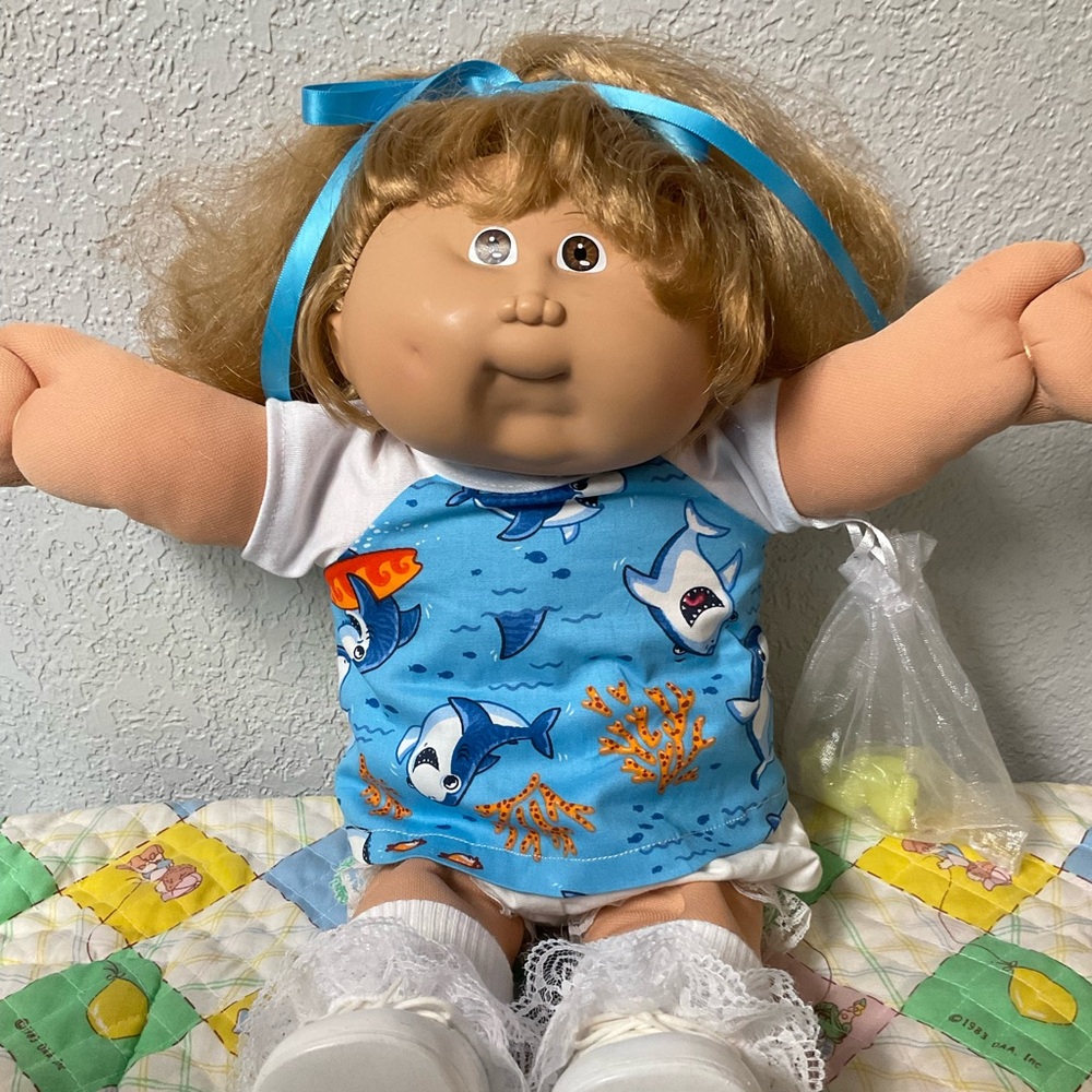 RARE Vintage Cabbage Patch Kid Girl Light Brown Cornsilk Hair Brown Eyes HM#14